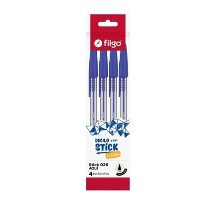 Imagen de bolígrafo filgo stick 1.0- flow pack 4 azul