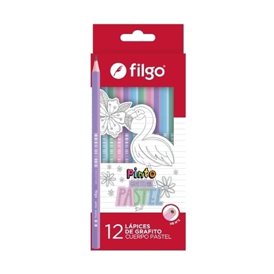 Imagen de lápiz de escribir resina Filgo pinto HB pastel - caja x 12