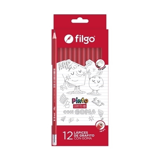 Imagen de lápiz Filgo de resina pinto hb c/goma - caja x 12
