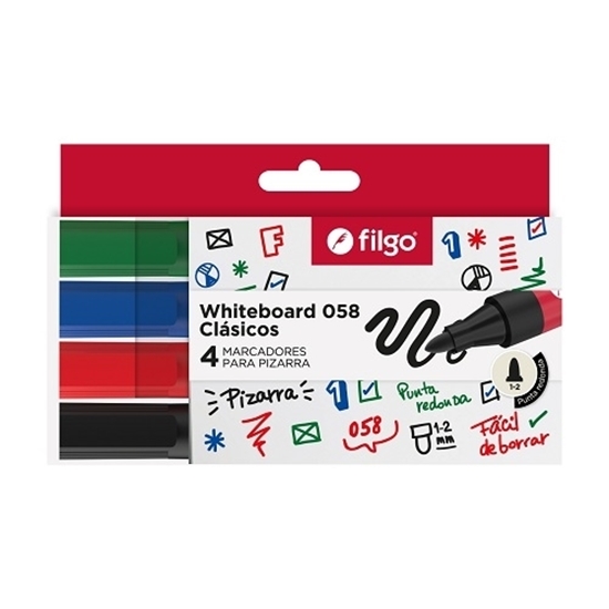 Imagen de Filgo marcador pizarra 058 redonda - estuche 4 unidades