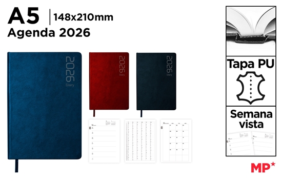 Imagen de Z Agenda main paper s/v 15x21 minimal polipiel 2026