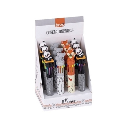 Imagen de Boligrafo Brw 0.7mm 10 colores animales -display 12 unidades