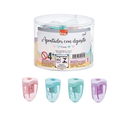 Imagen de Brw sacapunta con deposito pastel -pote 12 unidades