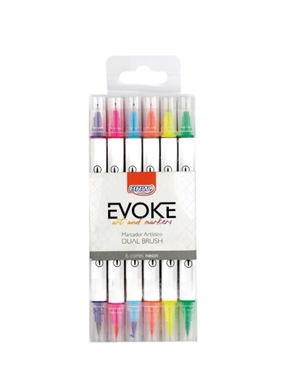 Imagen de marcador artistico evoke dual brush pen BRW - neon-blister 6 un