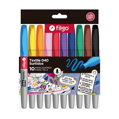 Imagen de Marcador Filgo permanente 040 tela -estuche 10 surtido