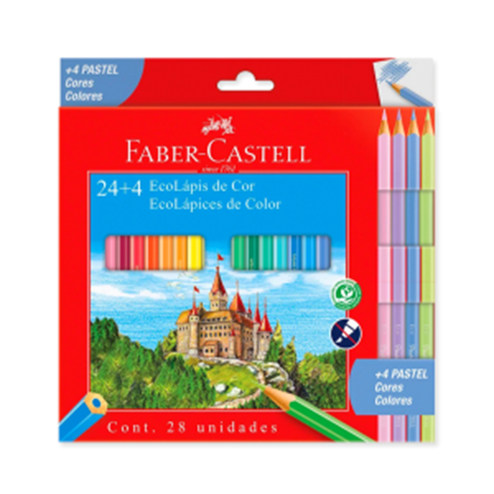 Imagen de Color faber x24 rojo + 4 pastel
