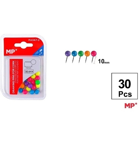 Imagen de Alfileres 10mm cabeza redonda fluo 30 piezas main paper