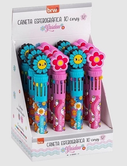 Imagen de Boligrafo Brw 0.7mm 10 colores flores -display 12 unidades