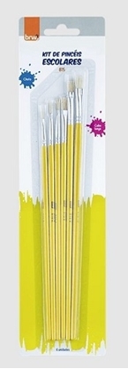 Imagen de Pincel chato escolar mango largo blister 6 un diferentes