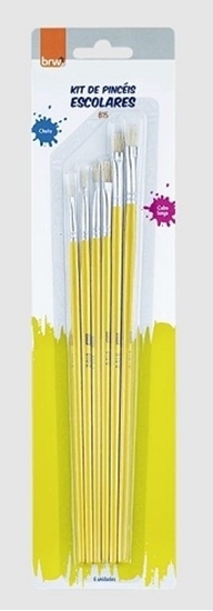 Imagen de Pincel chato escolar mango largo blister 6 un diferentes