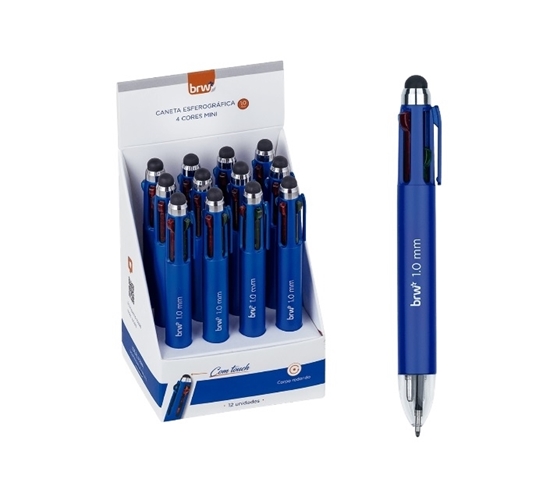 Imagen de Boligrafo 1.0mm mini - 4 colores c/tactil pote 12 unidades