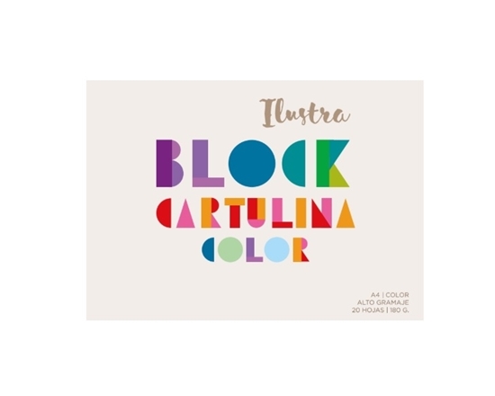 Imagen de Block cartulina color a4 ilustra 180 gr 20hojas