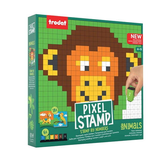 Imagen de Libro interactivo trodat pixel stamp animals c/18 plantillas y 6 sellos