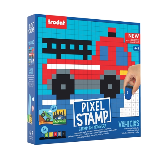 Imagen de Libro interactivo trodat pixel stamp vehicles c/18 plantillas y 6 sellos