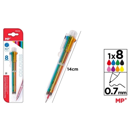 Imagen de Boligrafo retratil 8 colores 0.7mm