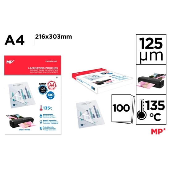 Imagen de Lamina plastificar a4 125micras 100 unidades main paper