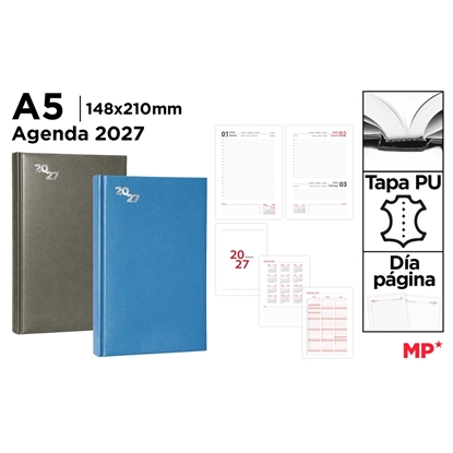 Imagen de Agenda main paper 2027 a5 14.8x21cm dia por pagina