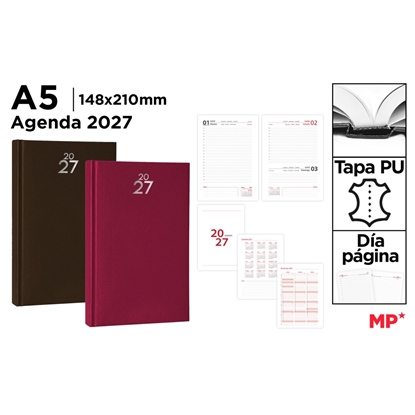 Imagen de Agenda main paper 2027 a5 14.8x21cm dia por pagina