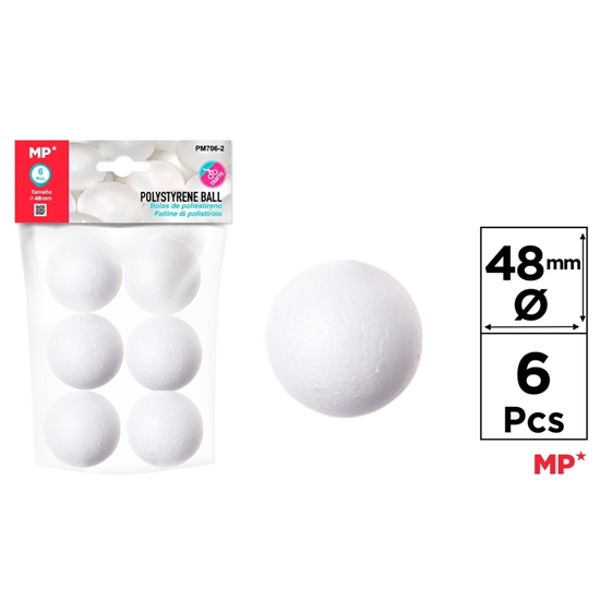 Imagen de Esfera de tergopol 4.8cm 6 piezas main paper