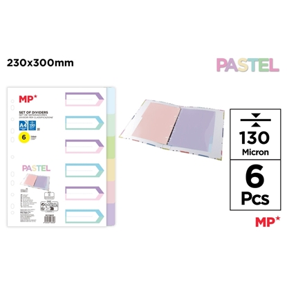 Imagen de Separador plastico 6 colores pasteles a4 main paper