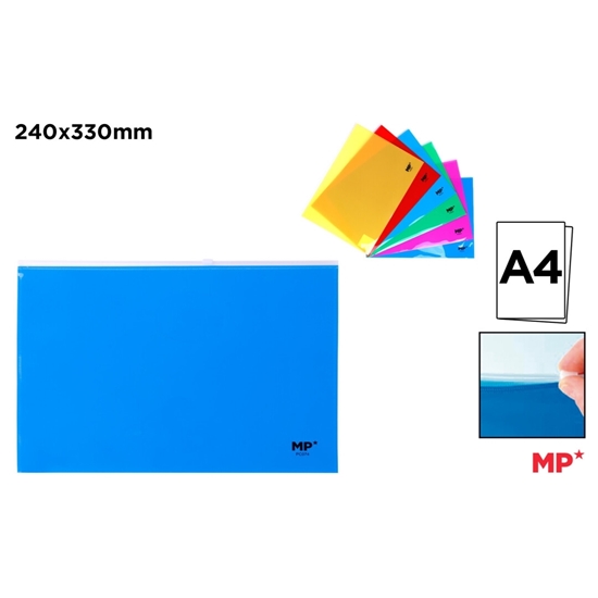 Imagen de Sobre plastico a4 con zip fluo main paper colores surtidos