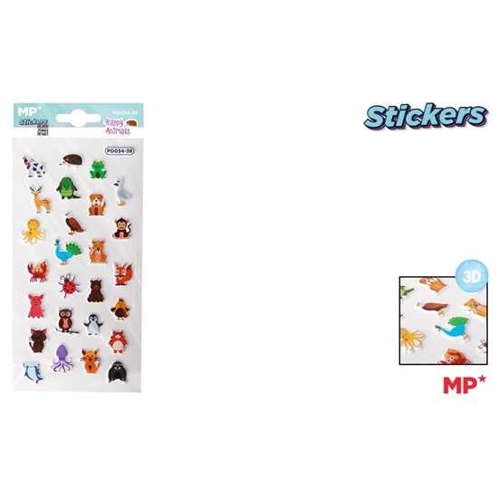 Imagen de Stickers 3d con relieve animales main paper