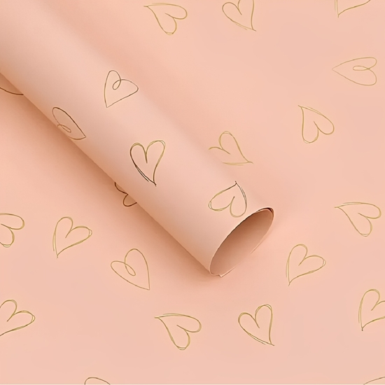 Imagen de Papel coreano 57x57cm ibi craft x20 champagne c/corazones dorados