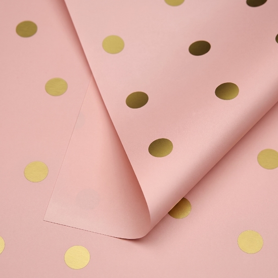 Imagen de Papel coreano 57x57cm ibi craft x20 rosado con circulos dorados