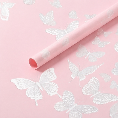 Imagen de Papel coreano 57x57cm ibi craft x20 rosado con mariposas