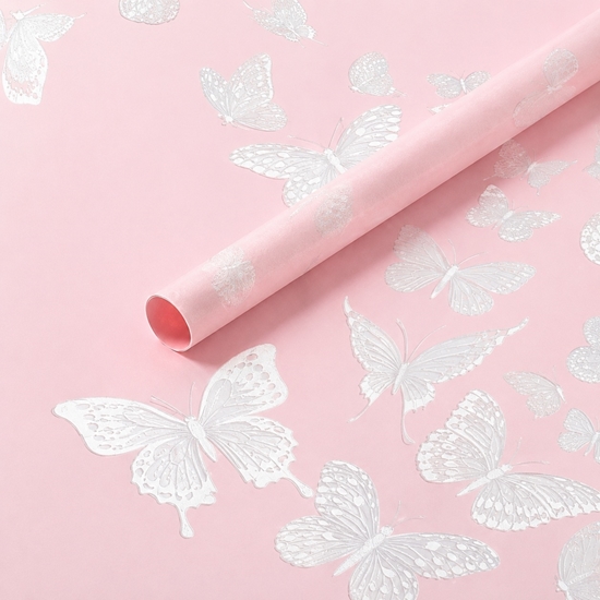 Imagen de Papel coreano 57x57cm ibi craft x20 rosado con mariposas