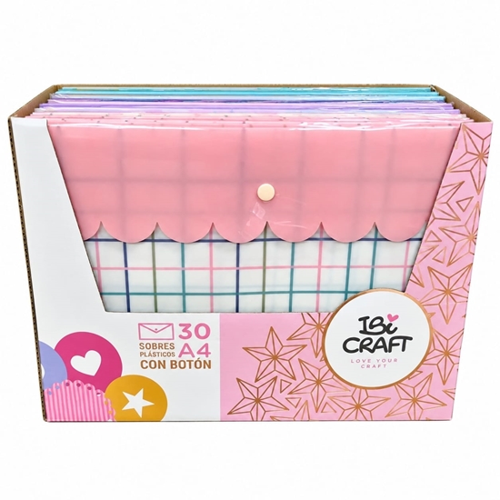 Imagen de Sobre plástico a4 con broche ibi craft caja exhibidora 32 unidades