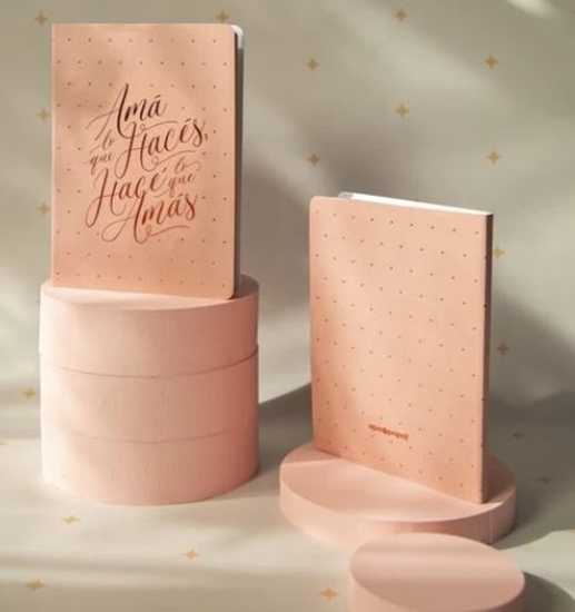 Imagen de Cuaderno apa la papa a5 cosido cuero ecologico - rosa